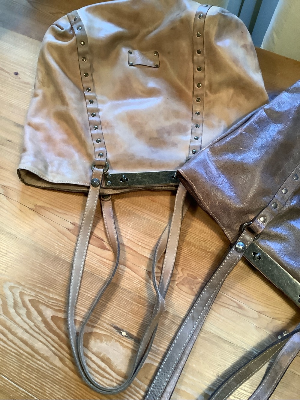 Patricia Nash Benvenuto *PROJECT* Tan & Brown Leather Tote Bags Lot - Picture 14 of 16